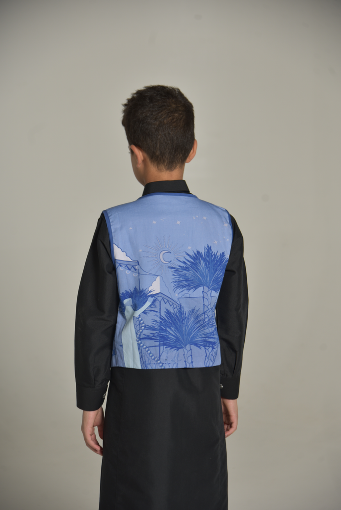 Blue Printed Vest