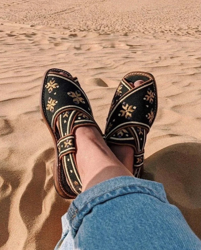 The Black & Gold Swati Sandals