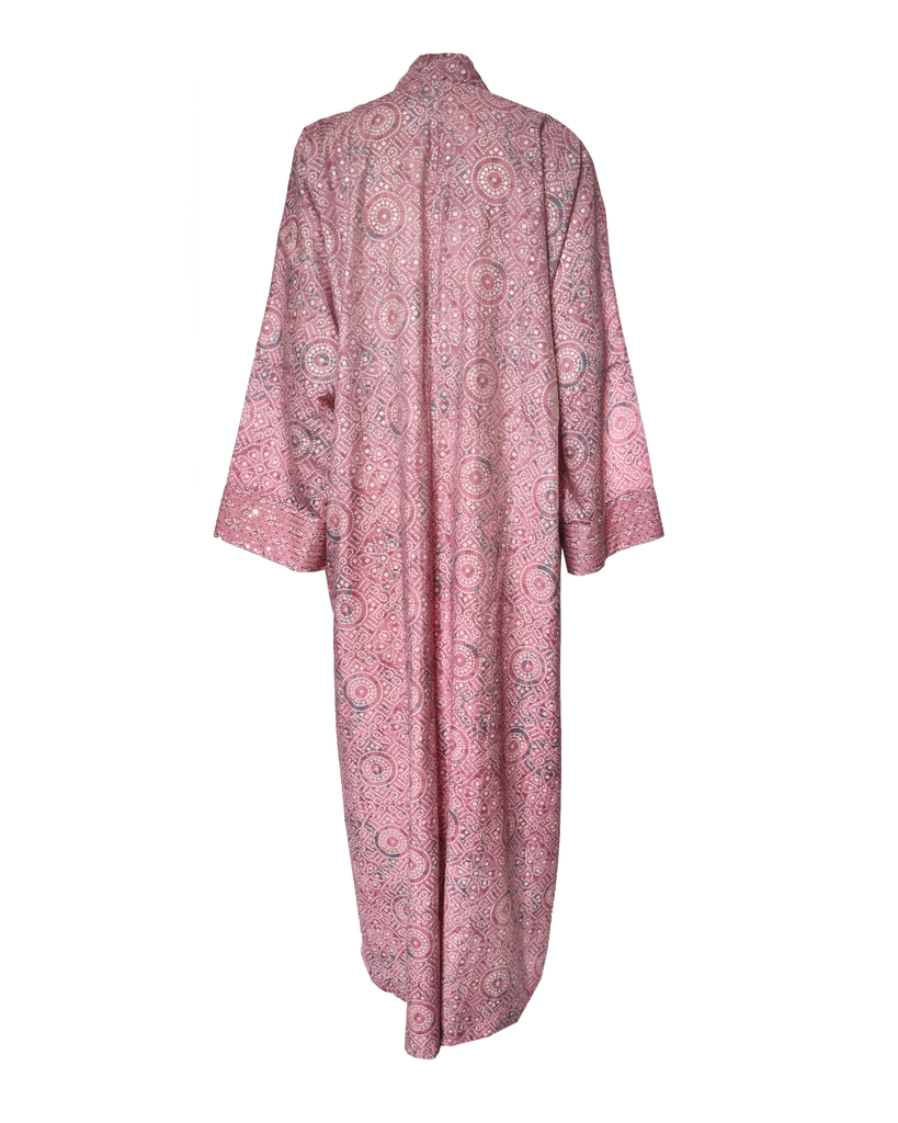 Pink Silk Embroidered Abaya