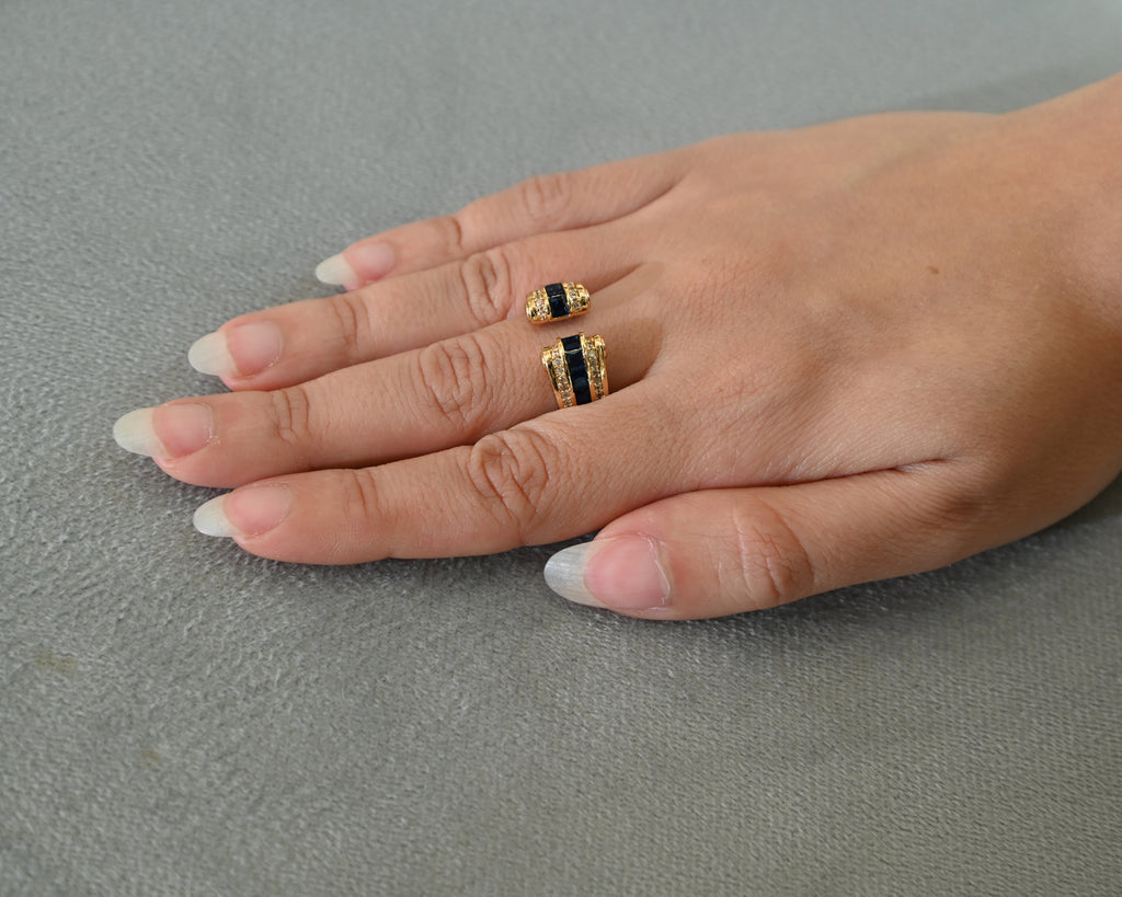 Gold Elegant Romian Blue Ring