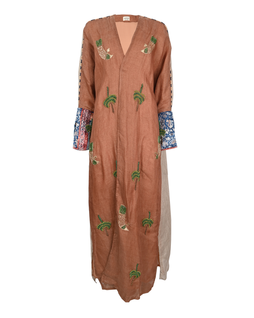 Brown Embroidered Abaya Set