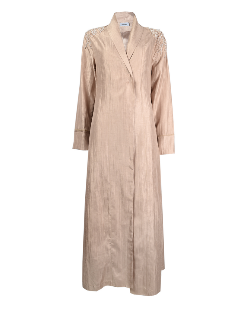 Light Beige Pearly Corals Coverup Abaya