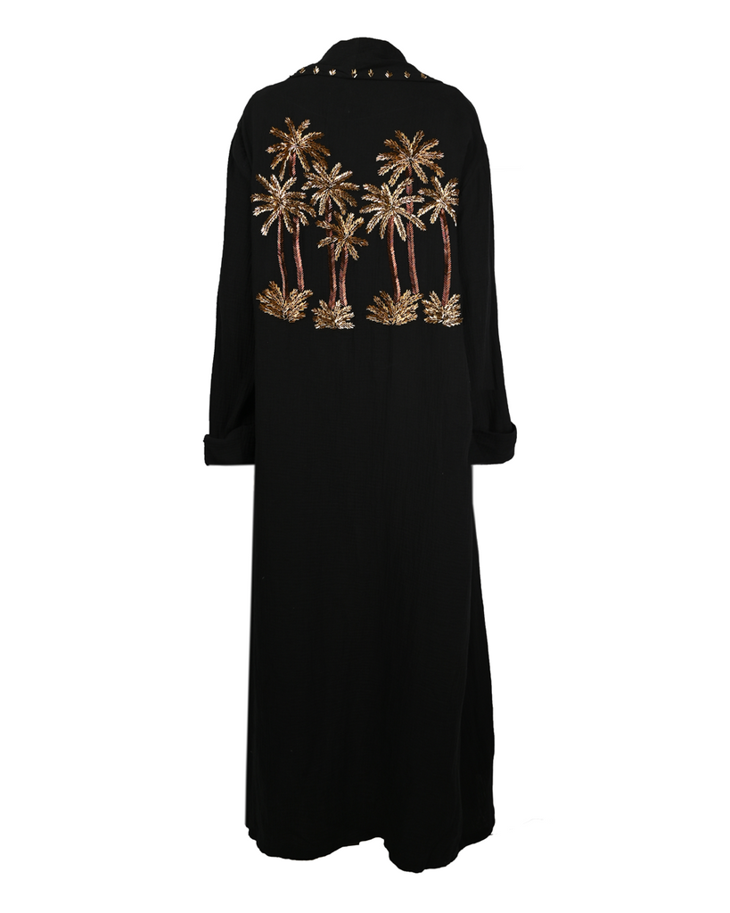 Black Embroidered Coverup Abaya