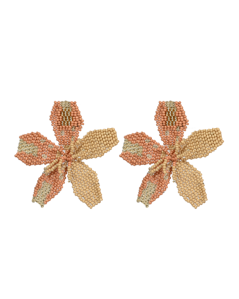 Beige Flower Earrings