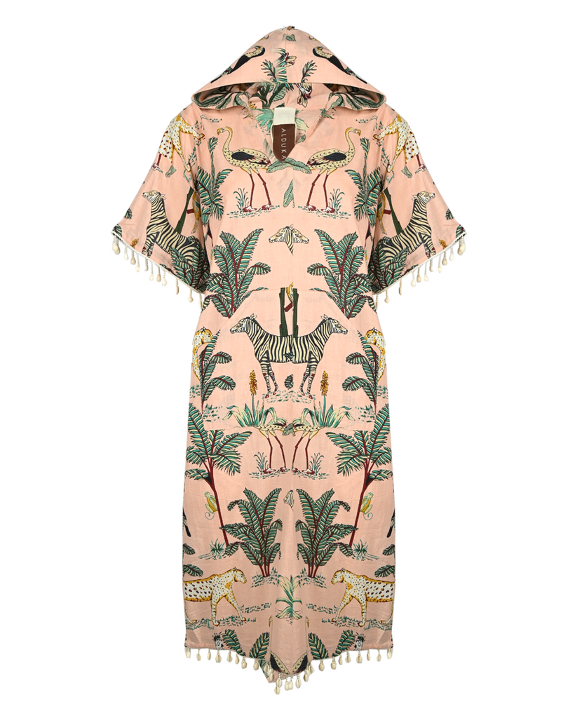 Pink Palm Tree Printed Kaftan