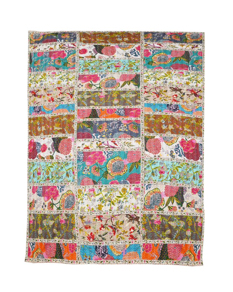 Multicolor Kantha Bed Throws