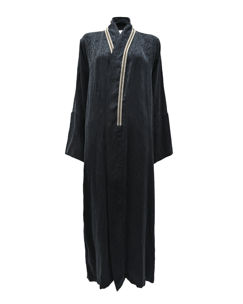 Navy Blue Washed Silk Abaya