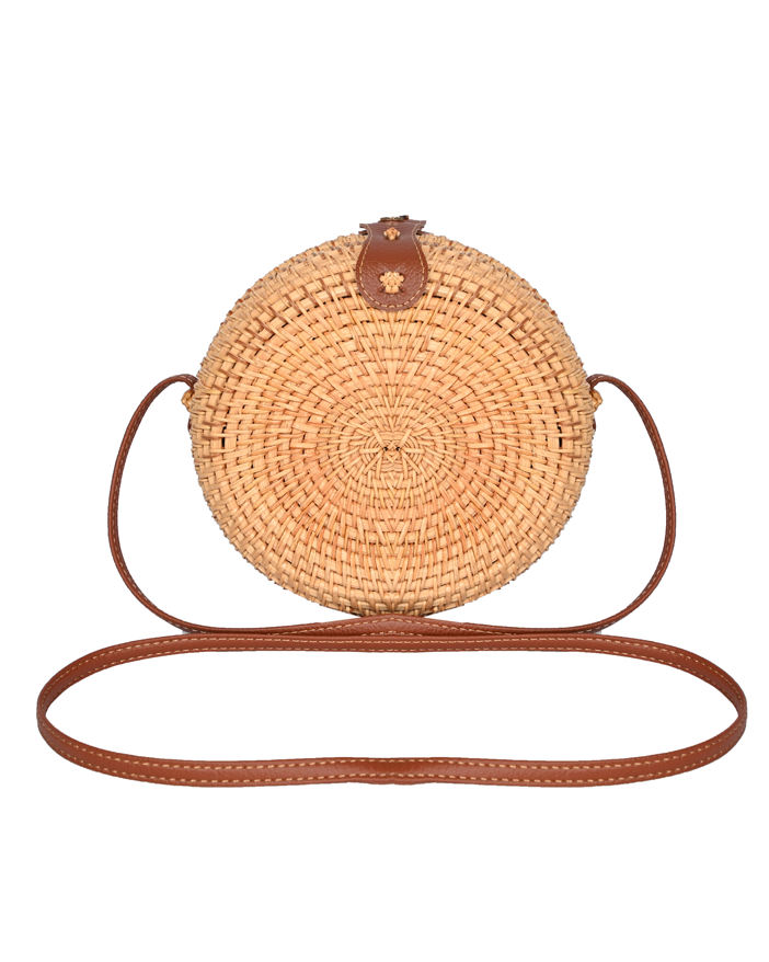 Rattan Round Cross-Body Bag