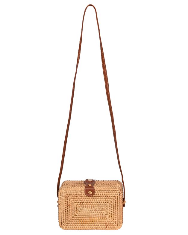 Rattan Rectangle Cross-Body Bag