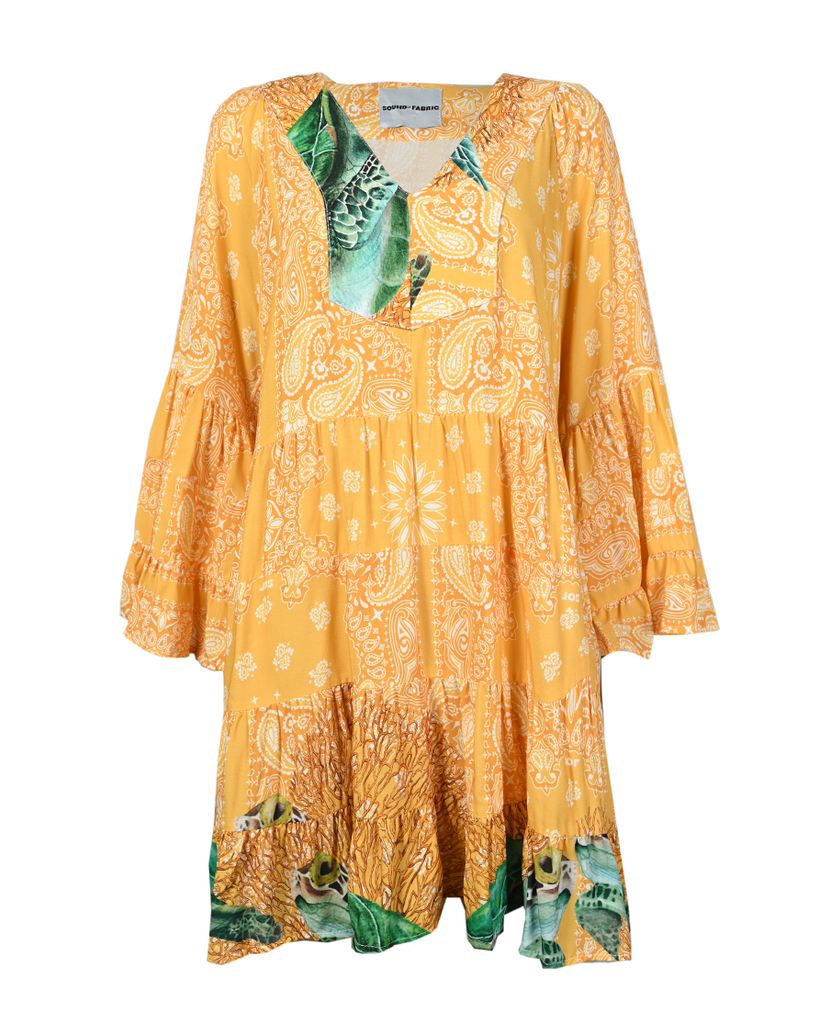 Ruffled Yellow Paisley Dress