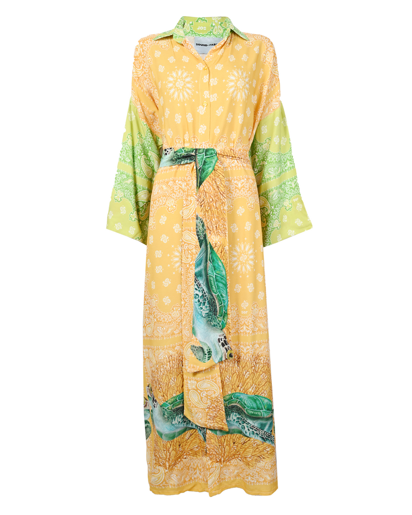 Yellow Paisley Shirt Dress