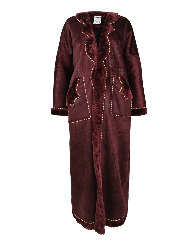 Maroon Cur Fur Hoodied Coat