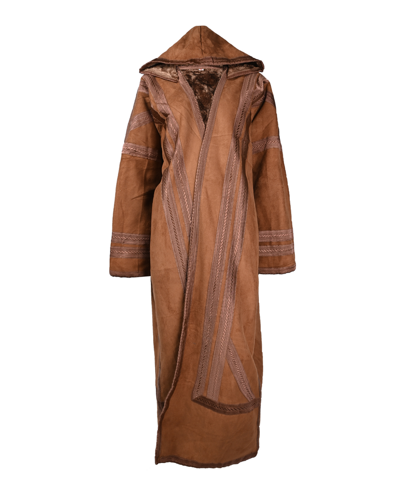 Brown Cur Fur Hoodied Coat