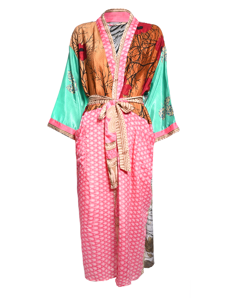 Multicolor Silk Kimono Abaya