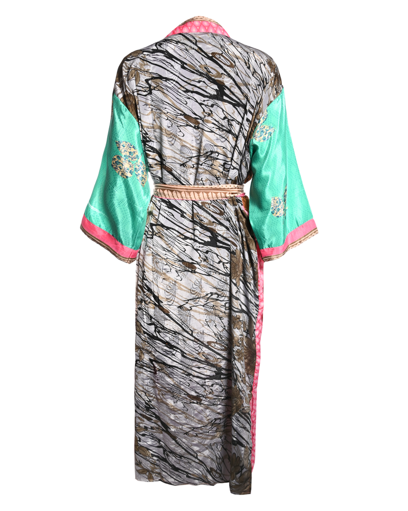 Multicolor Silk Kimono Abaya