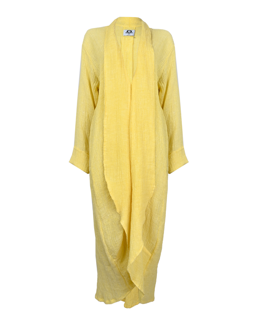 Lemon Wrinkled Linen Abaya