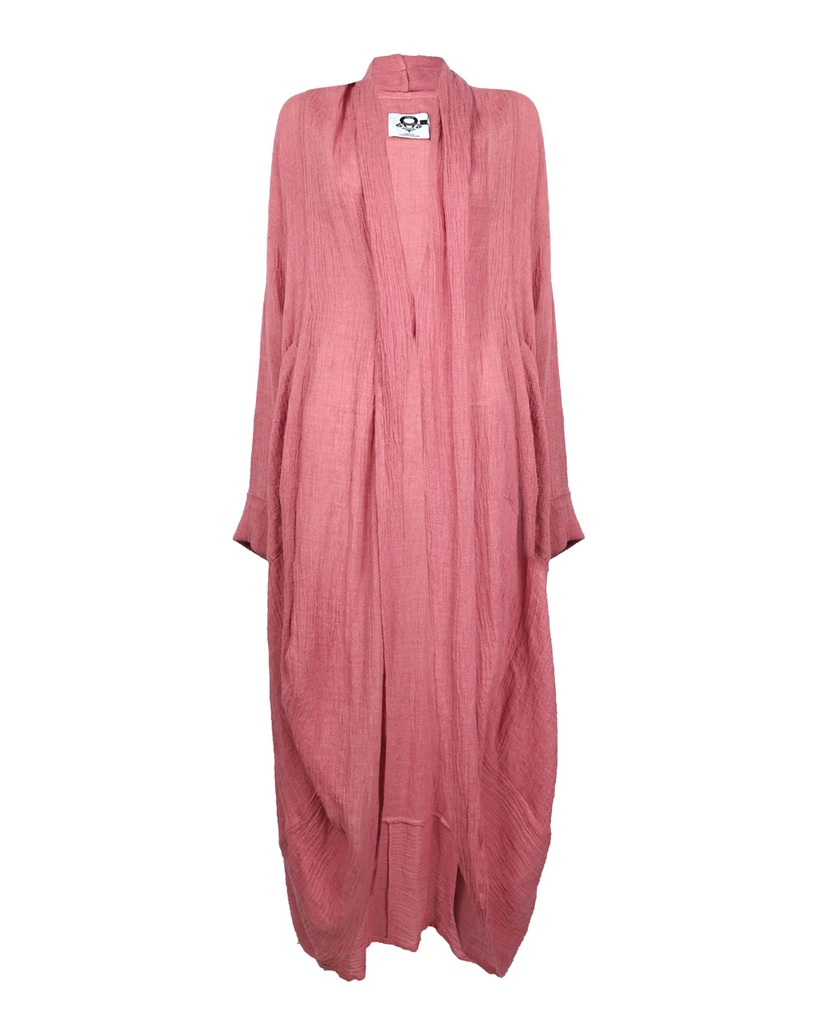Raspberry Pink Wrinkled Linen Abaya