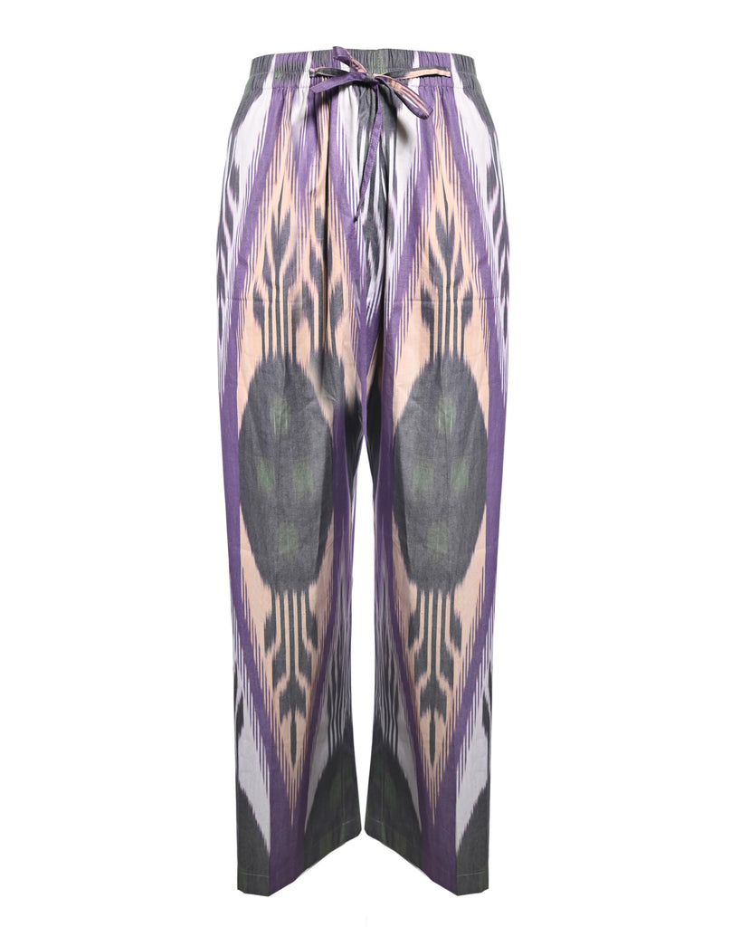 Lavender Ikat Print Belted Kimono Set