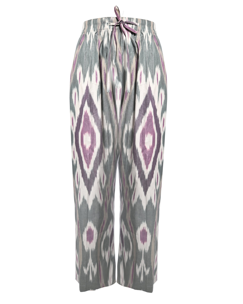 Purple Ikat Print Belted Kimono Set