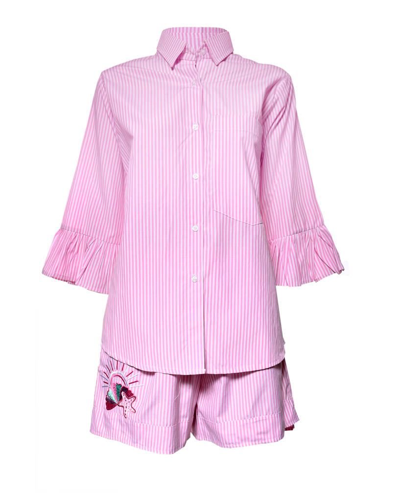 Embroidered Pink Cotton Set
