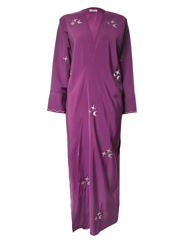 Purple Washed Silk Half Moon Abaya