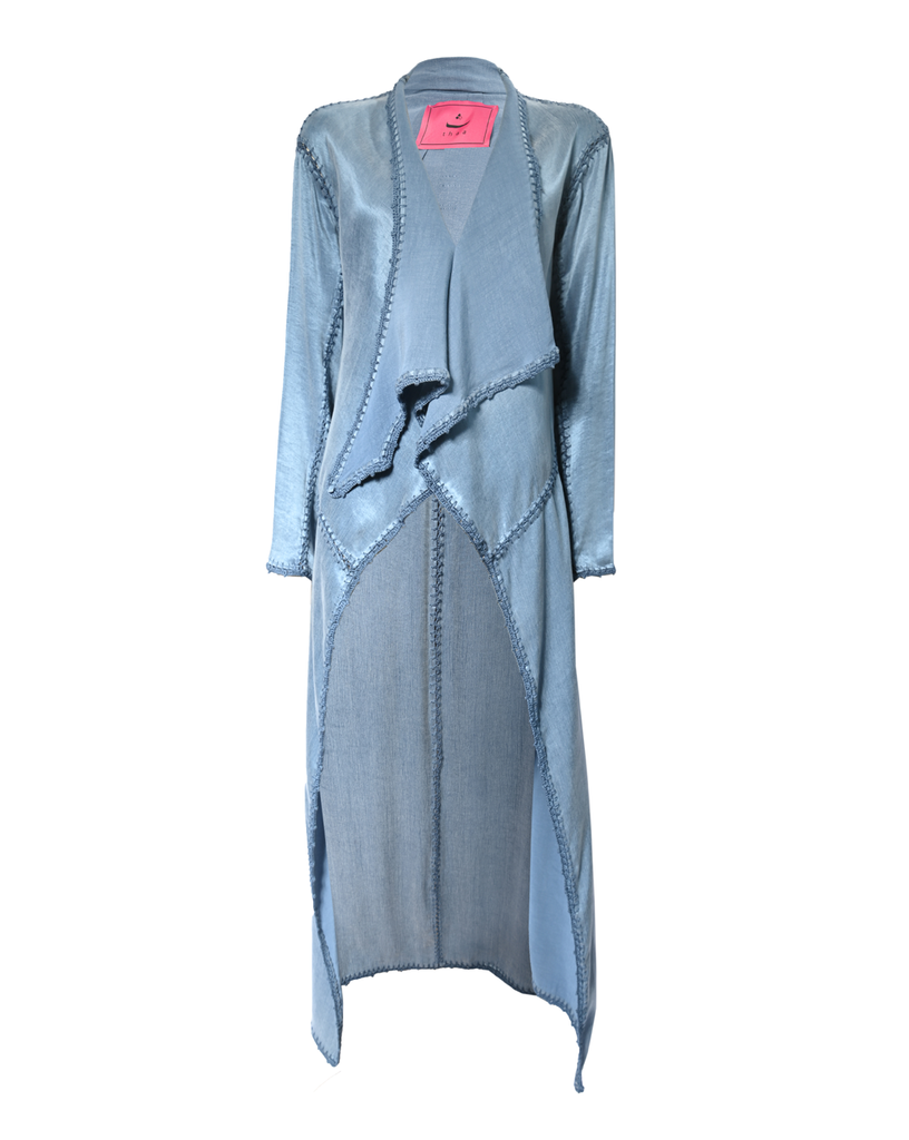 Basma Light Blue Silk Abaya
