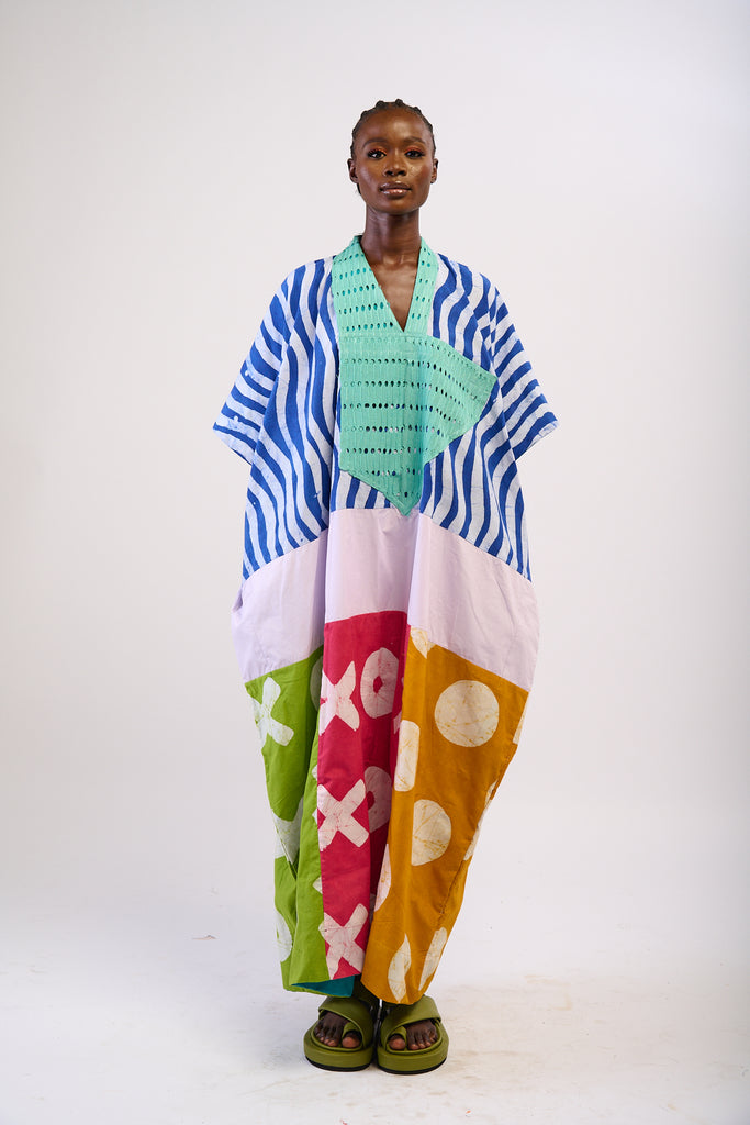Multicolor Striped Agbada with Asooke Collar