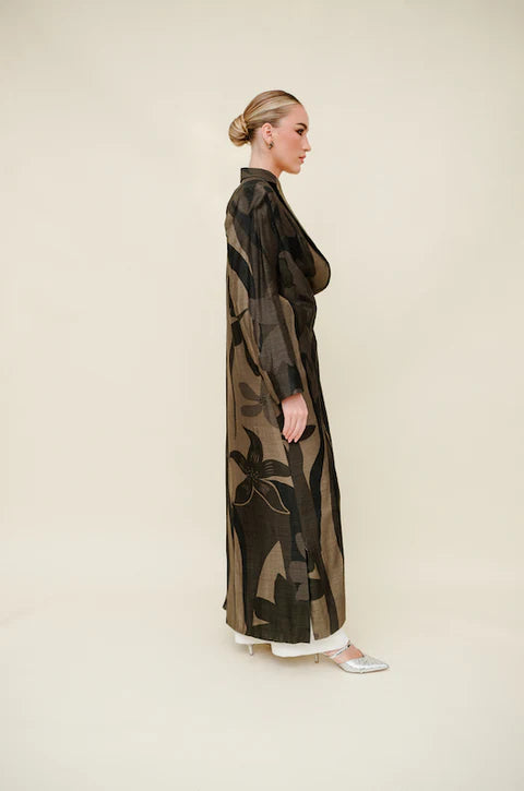 Olive Asymmetrical Cotton Abaya