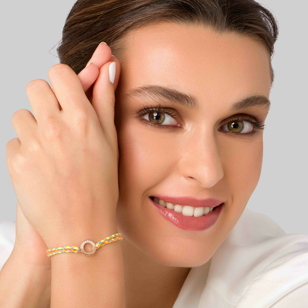 Full Moon Diamond & Tourmaline Yellow Thread Bracelet