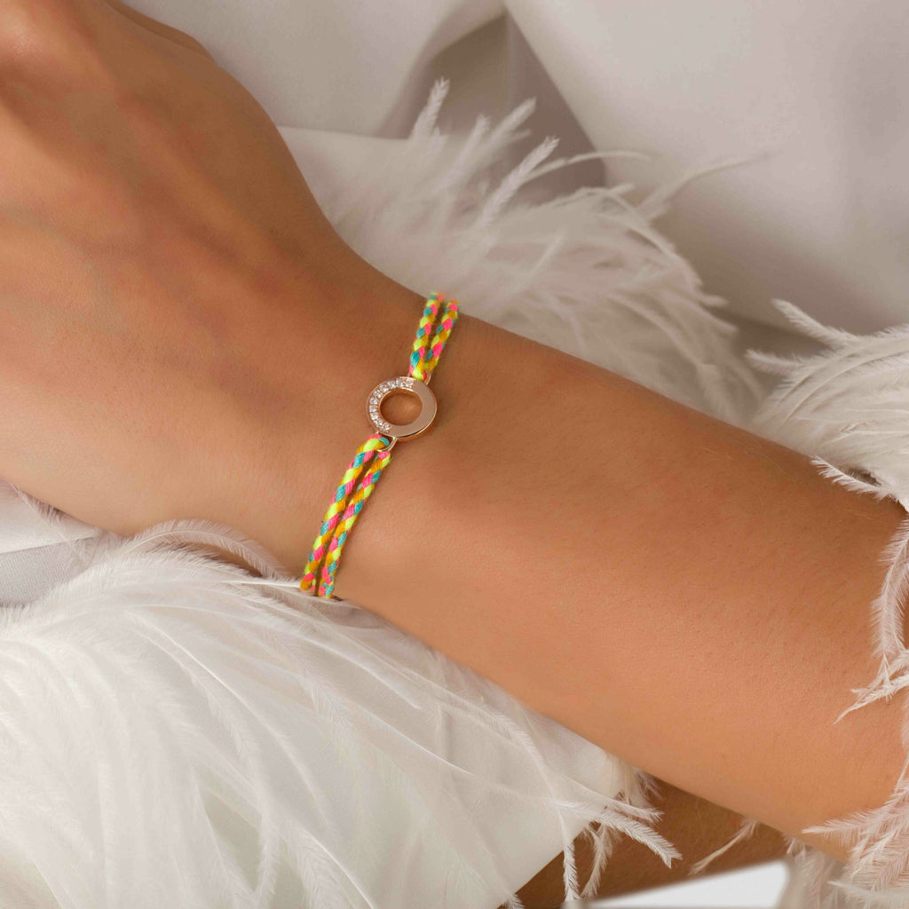 Full Moon Diamond & Tourmaline Yellow Thread Bracelet