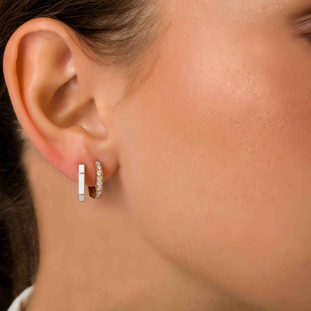 Dana Diamond & White Enamel Hoops
