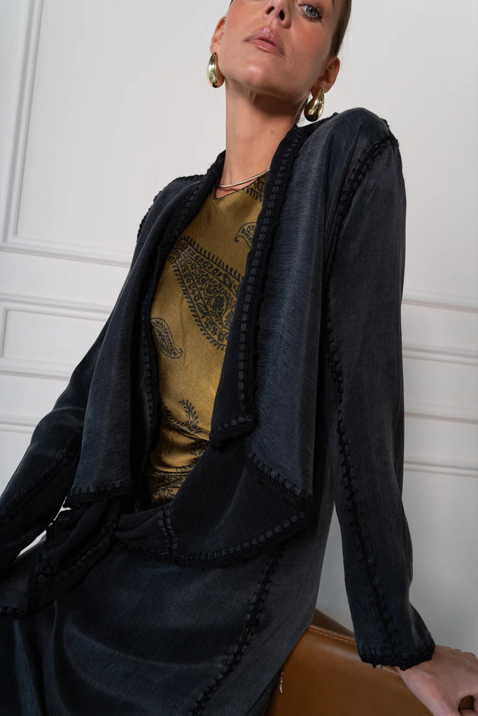 Basma Black Silk Abaya