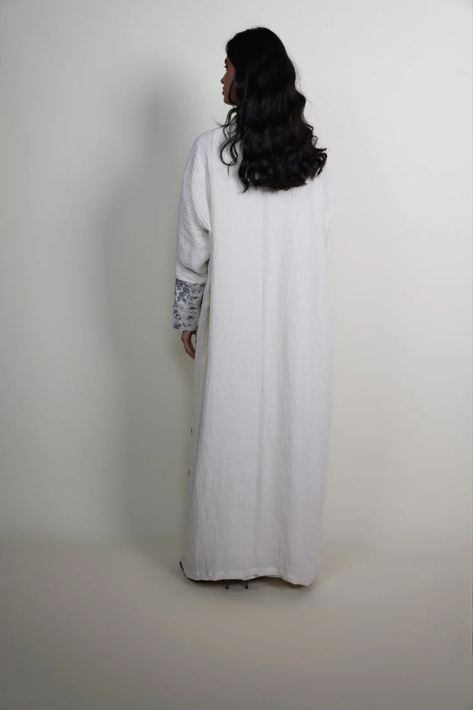 Positano Ivory Wrinkled Linen Abaya