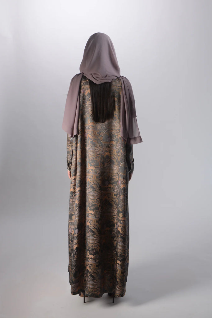 Tokyo Dusty Green Silk Abaya