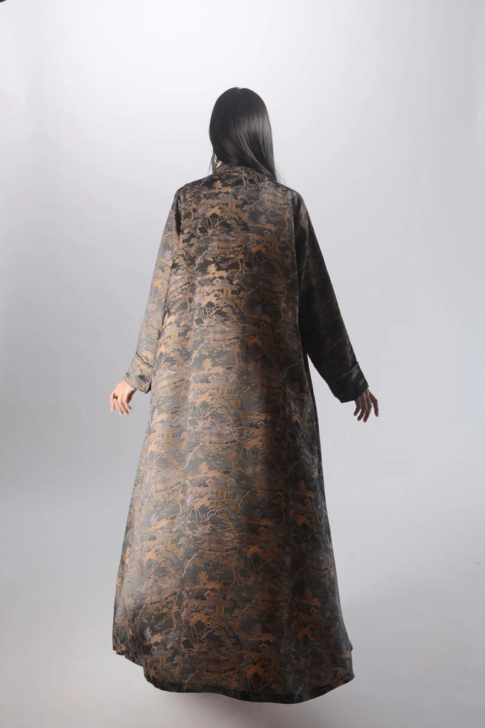 Tokyo Dusty Green Silk Abaya