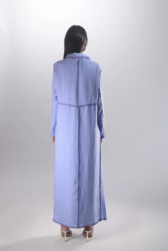 Basma Indigo Ombre Linen Abaya