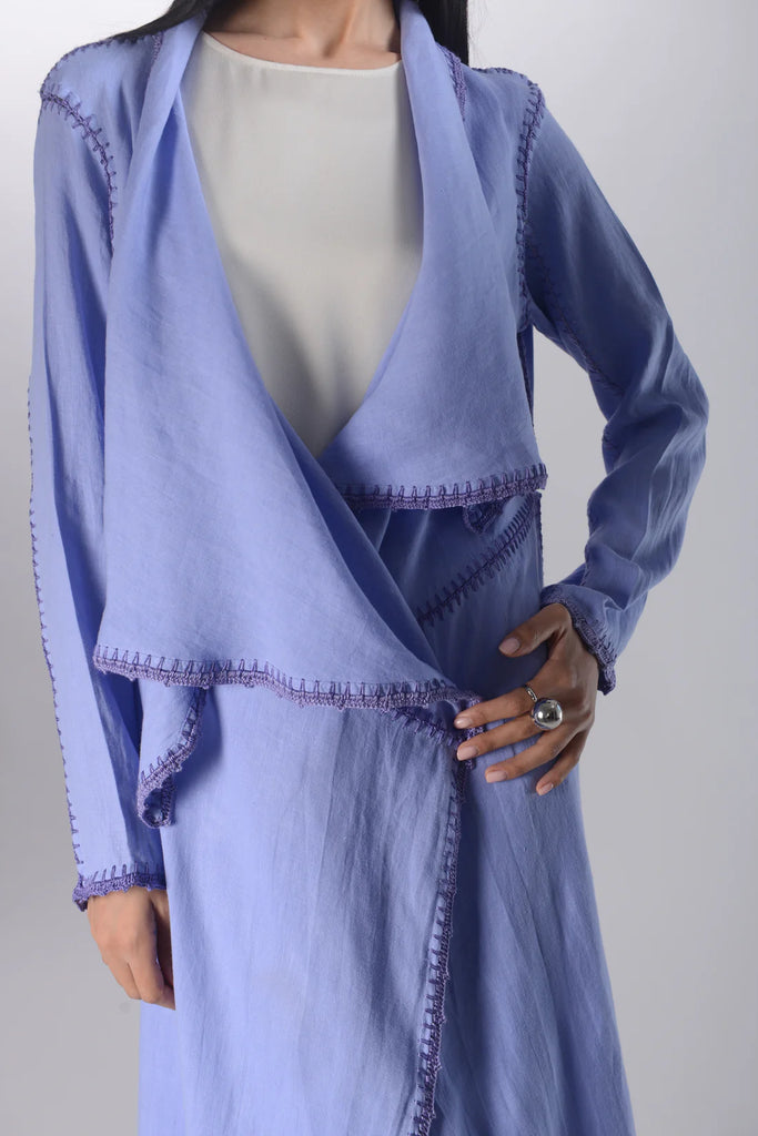 Basma Indigo Ombre Linen Abaya