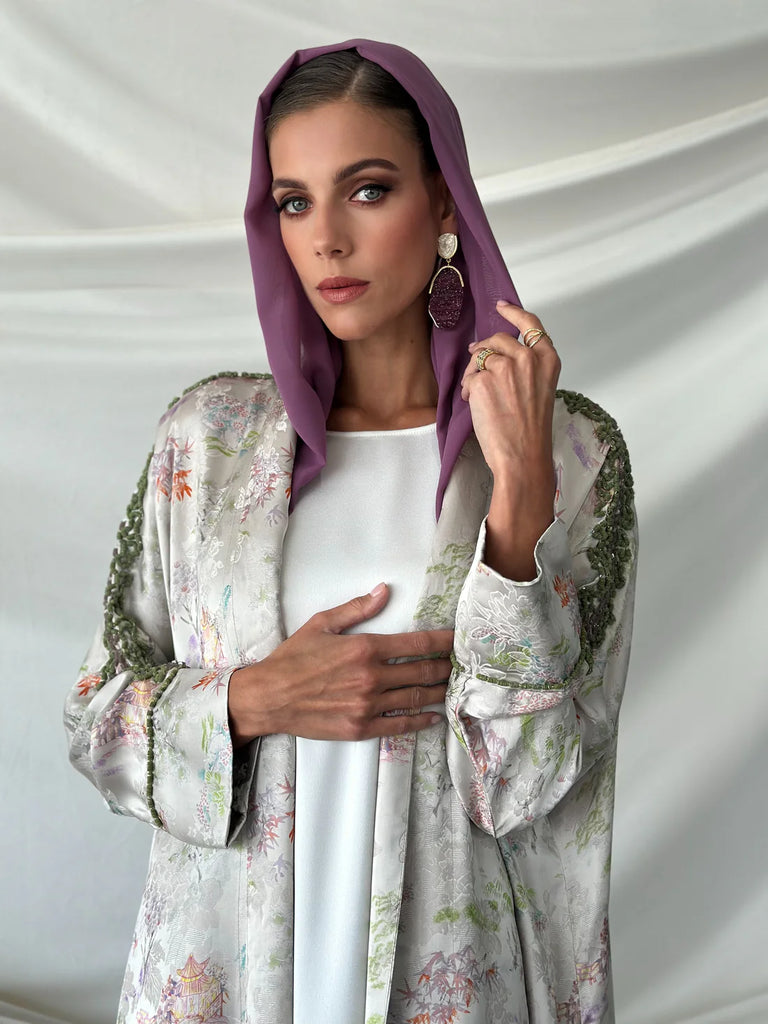 Mai Ivory Silk Abaya