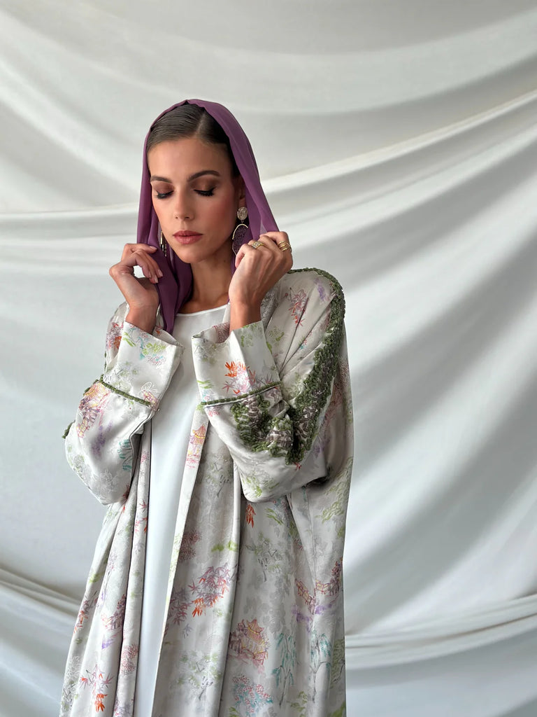 Mai Ivory Silk Abaya