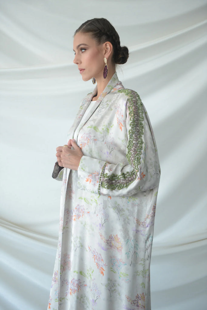 Mai Ivory Silk Abaya