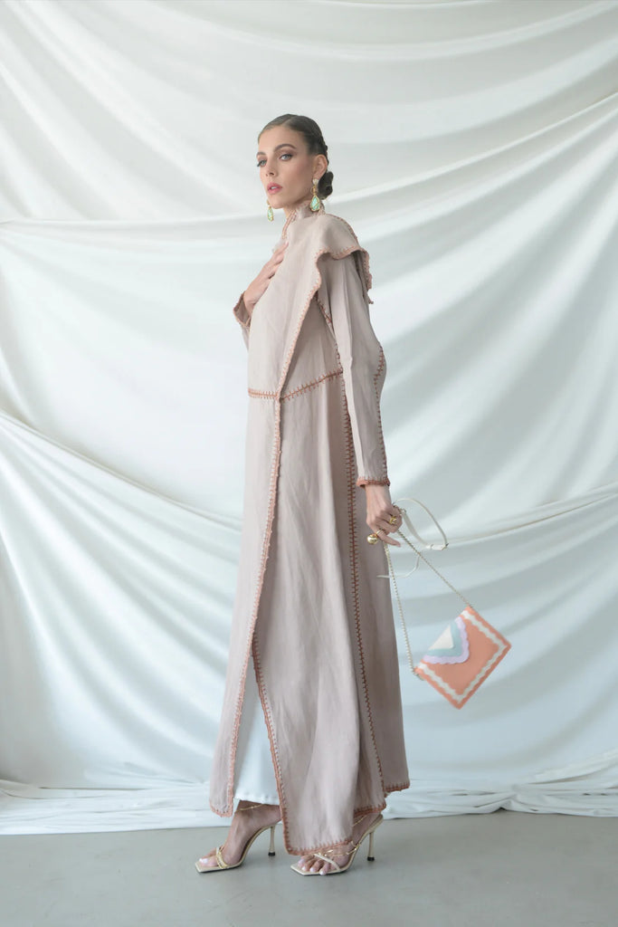 Basma Blush Linen Abaya