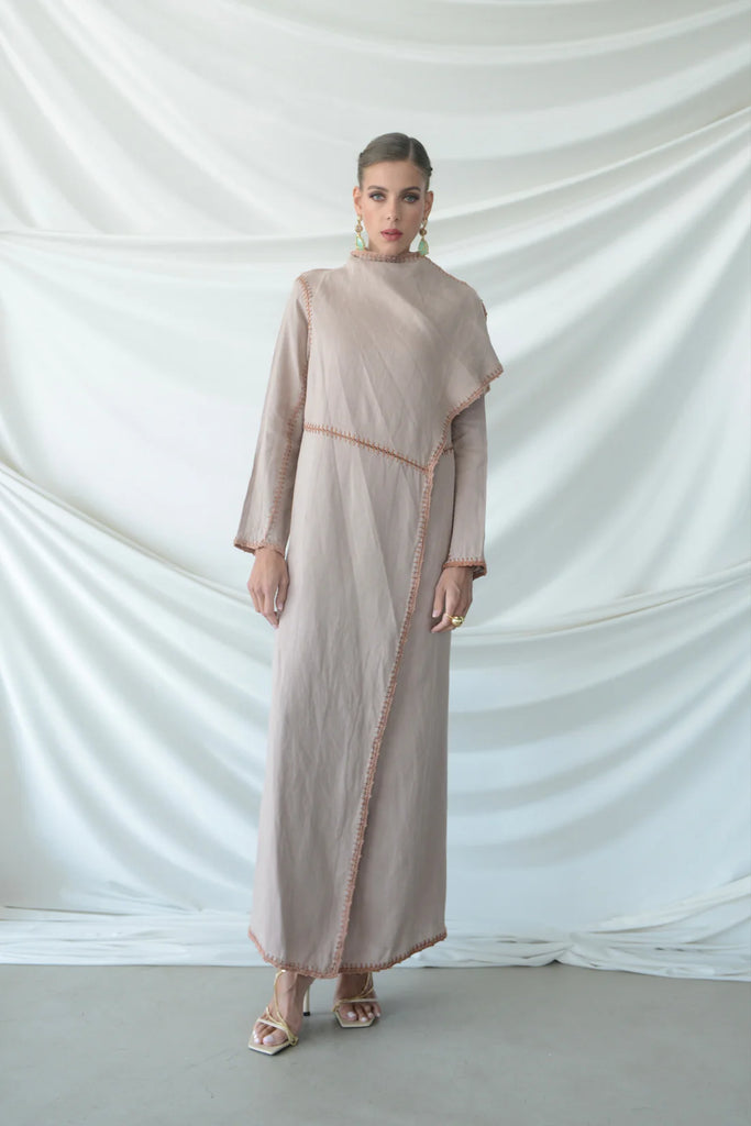Basma Blush Linen Abaya
