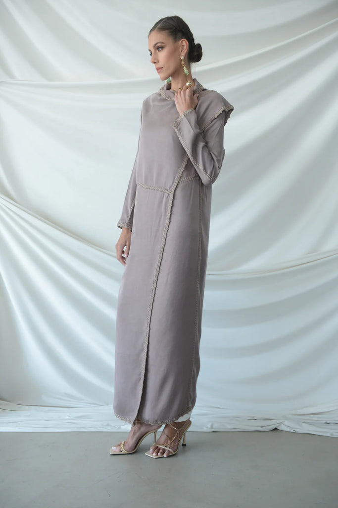 Basma Blush Silk Abaya