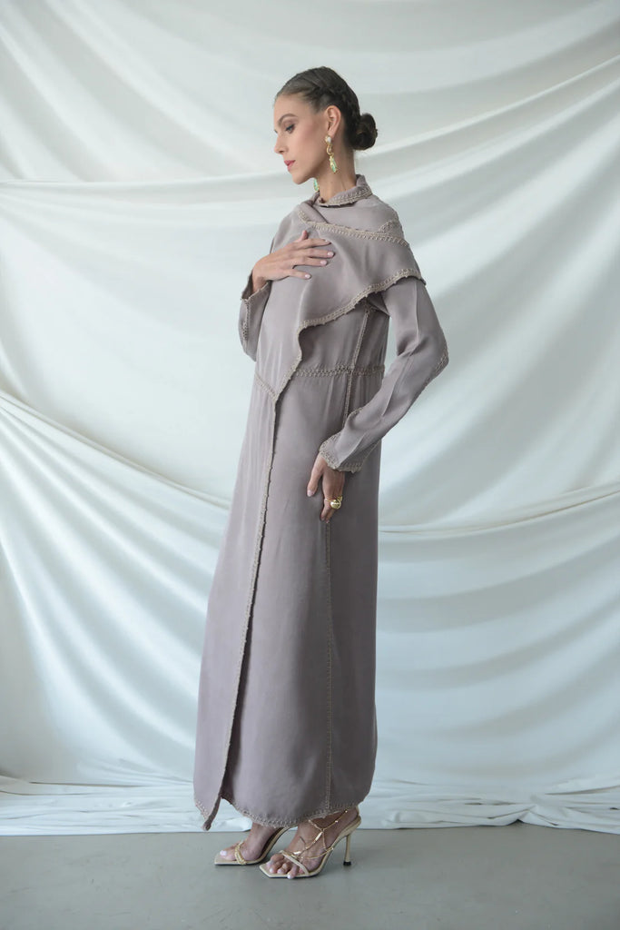 Basma Blush Silk Abaya