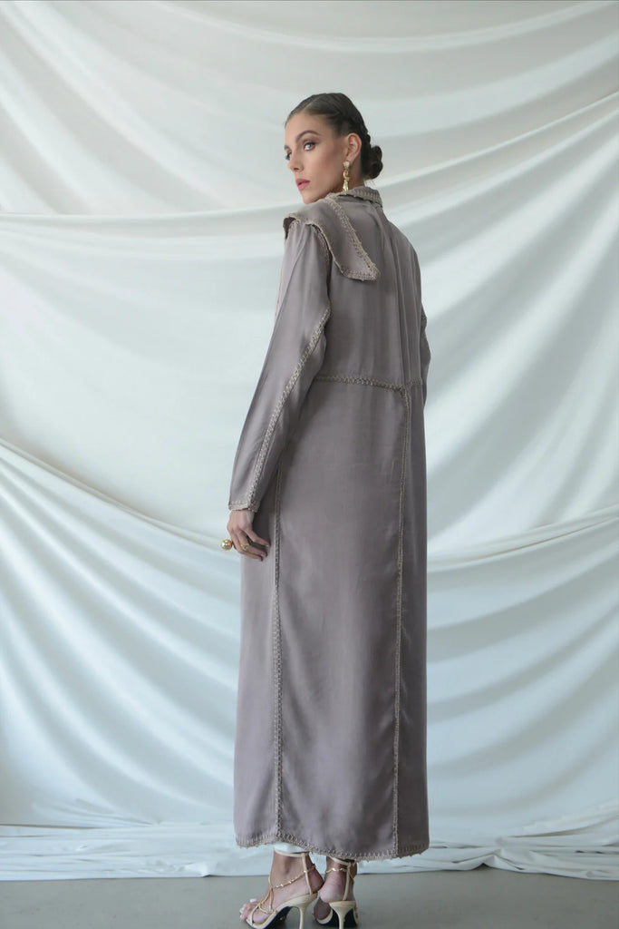Basma Blush Silk Abaya
