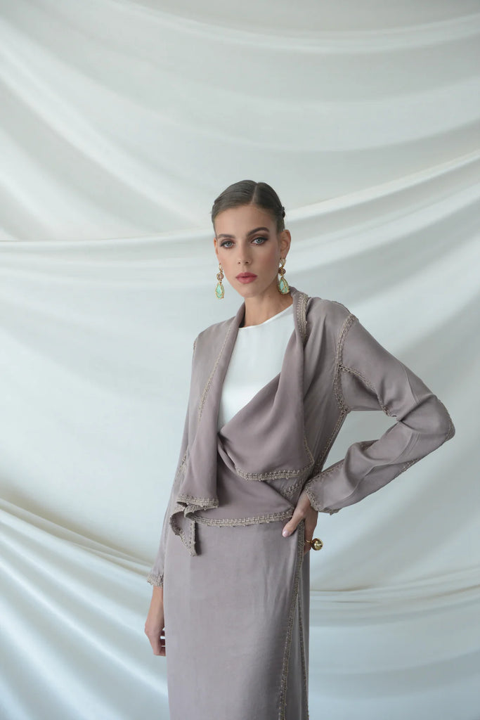Basma Blush Silk Abaya