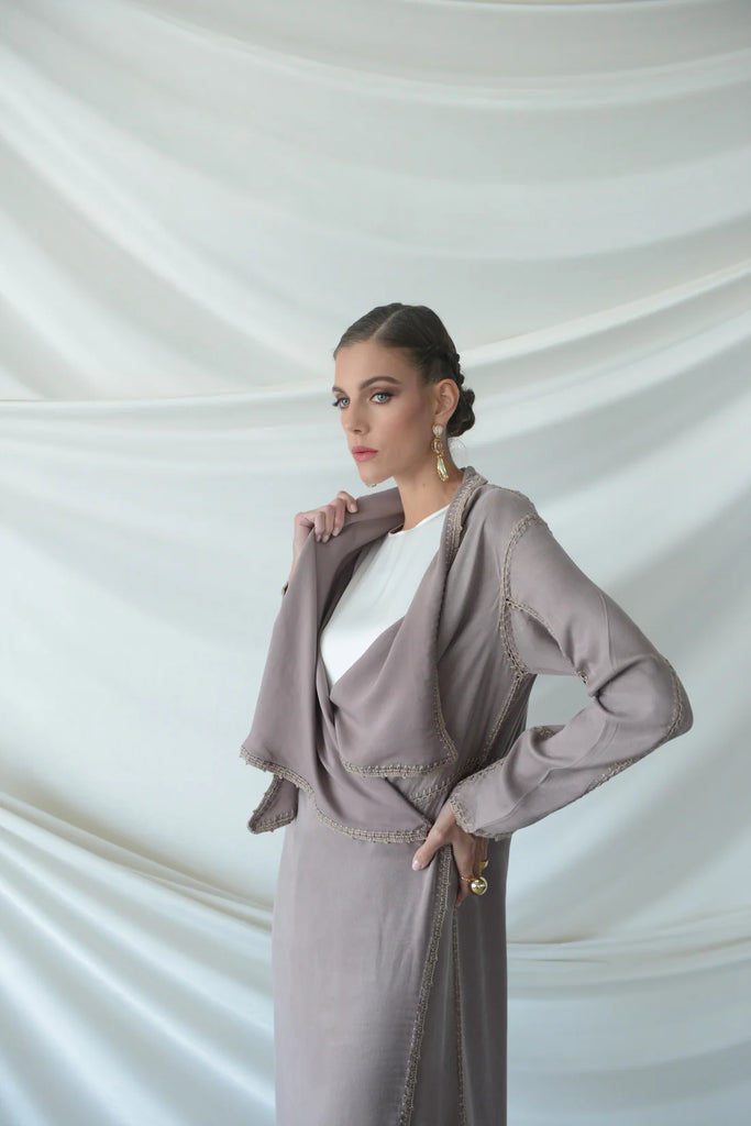 Basma Blush Silk Abaya
