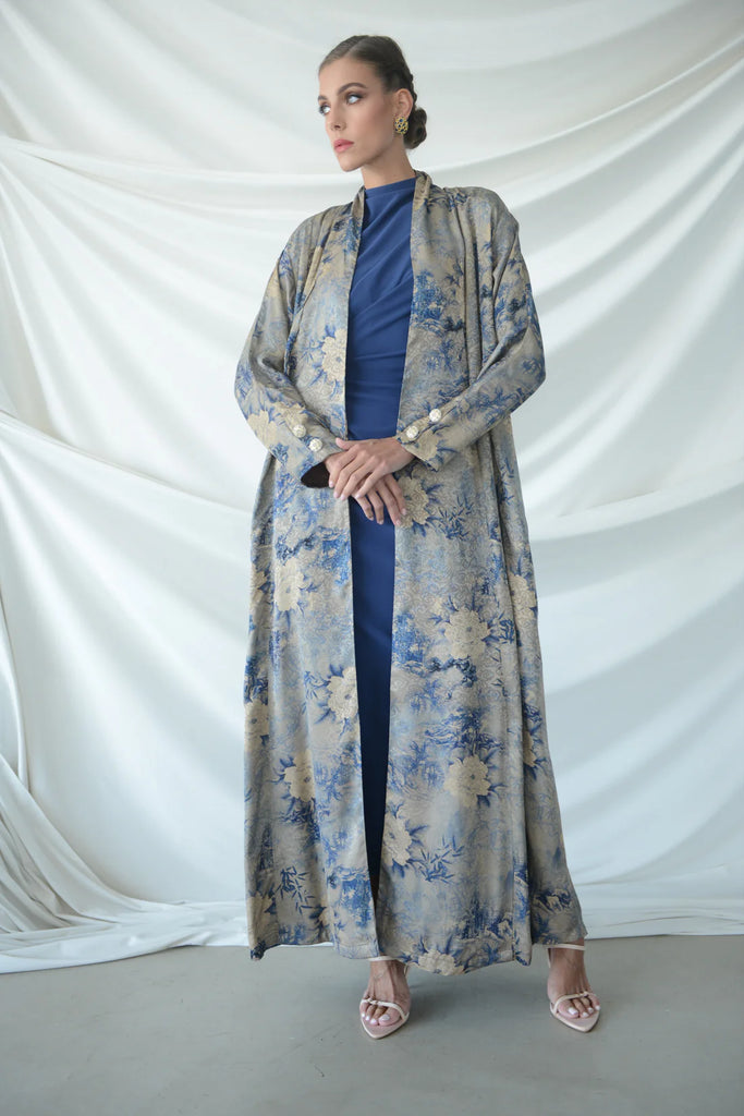 Umi Blue Silk Abaya