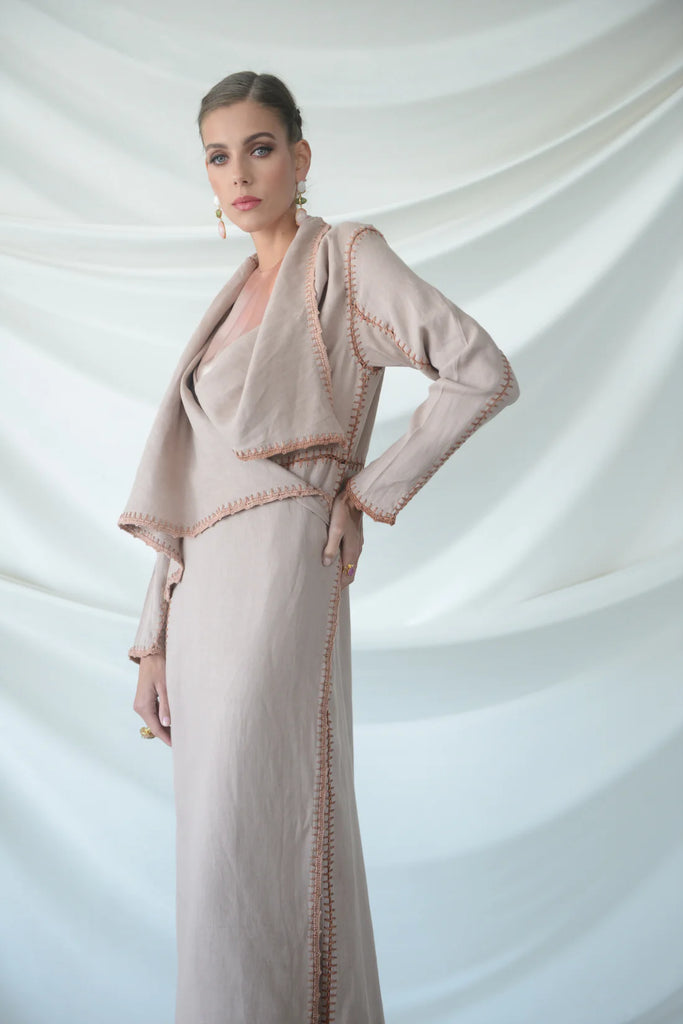 Basma Blush Linen Abaya