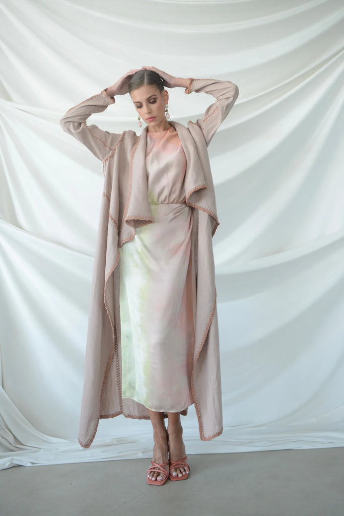 Basma Blush Linen Abaya